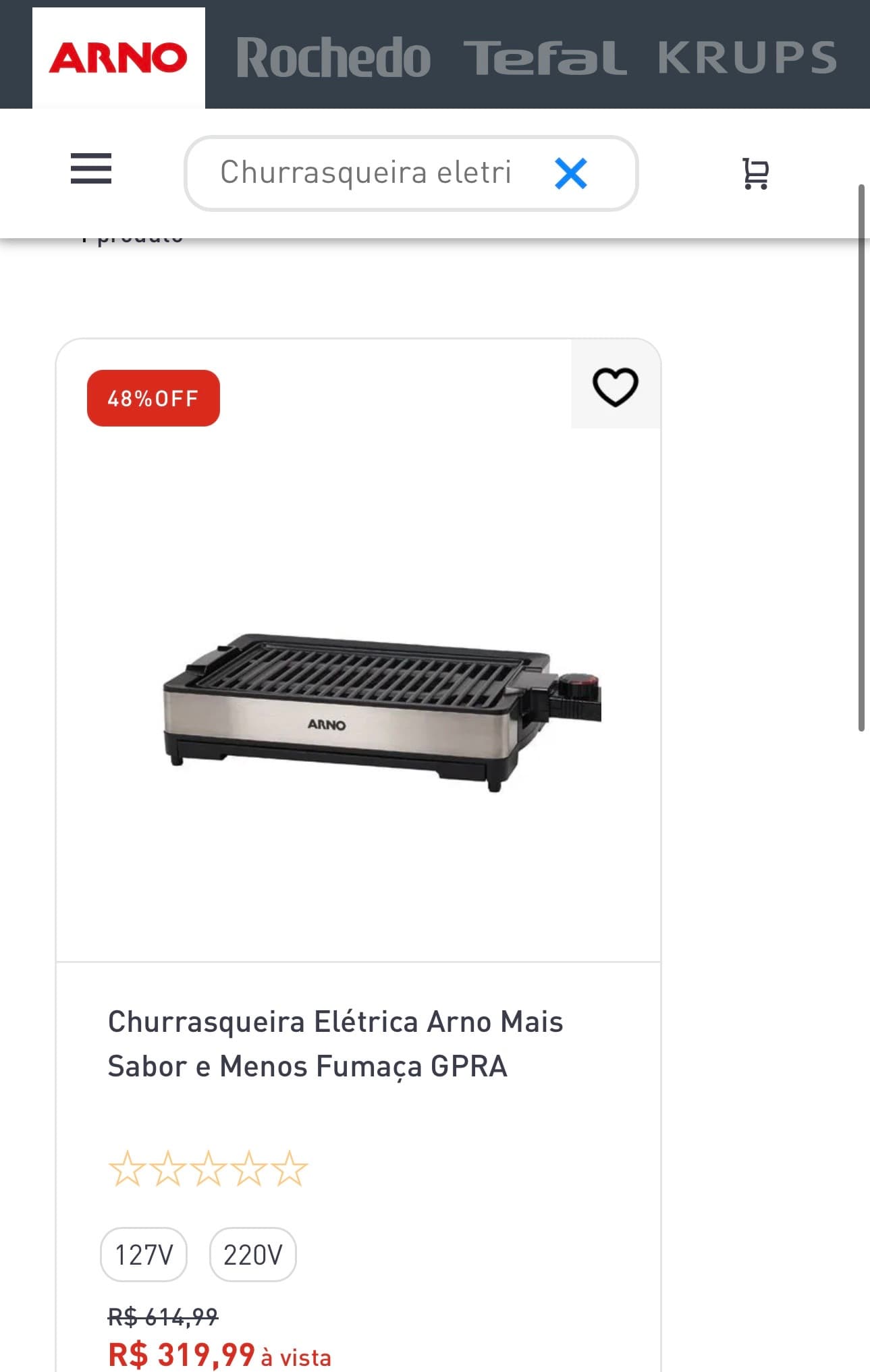 Churrasqueira Elétrica Arno Mais Sabor e Menos Fumaça GPRA