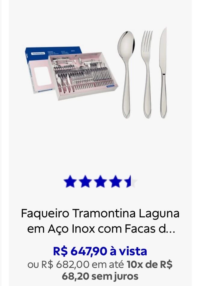 Faqueiro Tramontina Laguna em Aço Inox